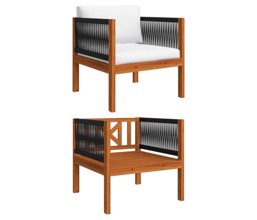 Muebles de jardín 5 pzas cojines crema madera maciza de acacia