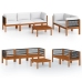 Muebles de jardín 6 pzas cojines crema madera maciza de acacia