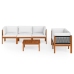 Muebles de jardín 6 pzas cojines crema madera maciza de acacia