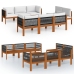 Muebles de jardín 9 pzas cojines crema madera maciza de acacia
