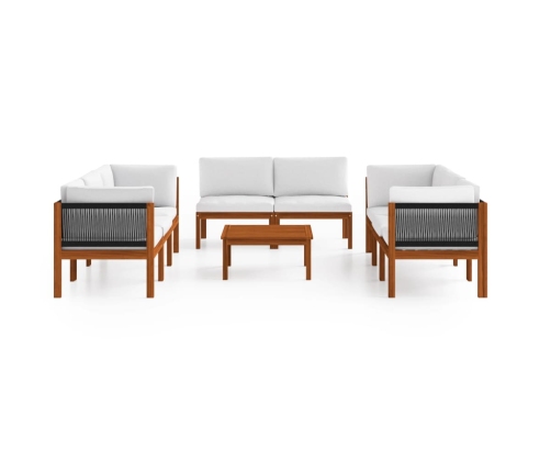 Muebles de jardín 9 pzas cojines crema madera maciza de acacia