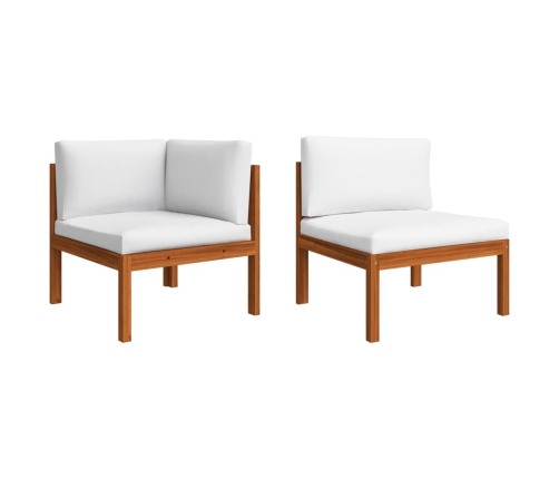 Muebles de jardín 9 pzas cojines crema madera maciza de acacia