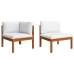 Muebles de jardín 9 pzas cojines crema madera maciza de acacia