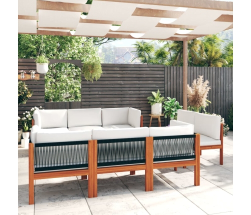 Muebles de jardín 9 pzas cojines crema madera maciza de acacia