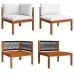 Muebles de jardín 8 pzas cojines crema madera maciza de acacia