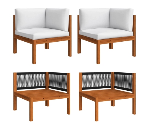 Muebles de jardín 8 pzas cojines crema madera maciza de acacia