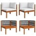 Muebles de jardín 8 pzas cojines crema madera maciza de acacia