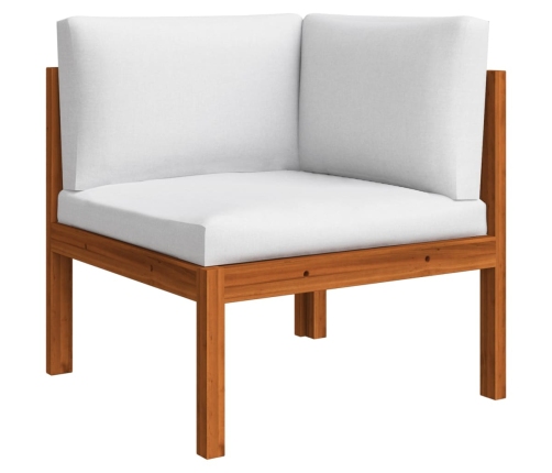 Muebles de jardín 8 pzas cojines crema madera maciza de acacia