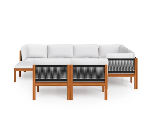 Muebles de jardín 10 pzas cojines crema madera maciza acacia