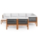 Muebles de jardín 10 pzas cojines crema madera maciza acacia