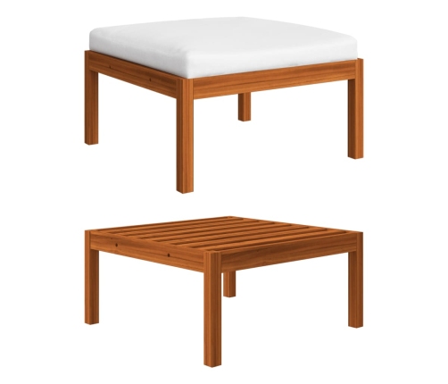 Muebles de jardín 10 pzas cojines crema madera maciza acacia