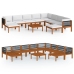 Muebles de jardín 11 pzas cojines crema madera maciza acacia