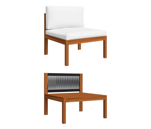Muebles de jardín 11 pzas cojines crema madera maciza acacia