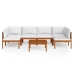 Muebles de jardín 7 pzas cojines crema madera maciza de acacia