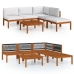 Muebles de jardín 6 pzas cojines crema madera maciza de acacia