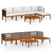 Muebles de jardín 6 pzas cojines crema madera maciza de acacia