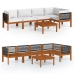 Muebles de jardín 6 pzas cojines crema madera maciza de acacia