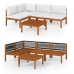 Muebles de jardín 5 pzas cojines crema madera maciza de acacia