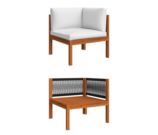 Muebles de jardín 5 pzas cojines crema madera maciza de acacia