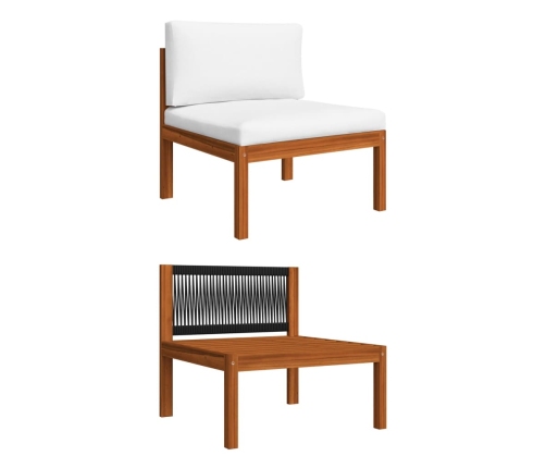 Muebles de jardín 5 pzas cojines crema madera maciza de acacia