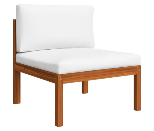 Muebles de jardín 5 pzas cojines crema madera maciza de acacia