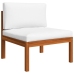 Muebles de jardín 5 pzas cojines crema madera maciza de acacia