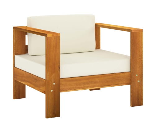Muebles de jardín 7 pzas cojines blanco crema madera de acacia