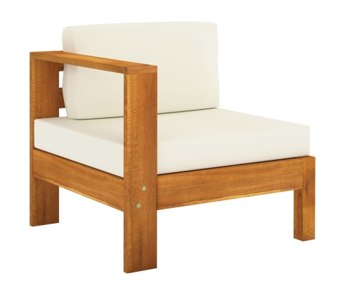 Muebles de jardín 7 pzas cojines blanco crema madera de acacia