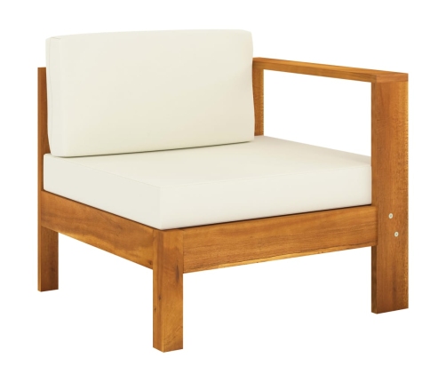 Muebles de jardín 7 pzas cojines blanco crema madera de acacia
