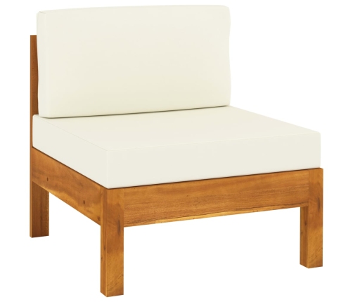 Muebles de jardín 7 pzas cojines blanco crema madera de acacia