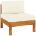 Muebles de jardín 7 pzas cojines blanco crema madera de acacia