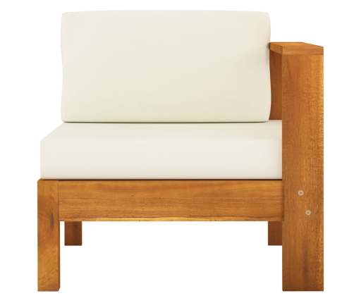 Muebles de jardín 7 pzas cojines blanco crema madera de acacia