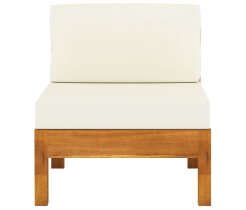 Muebles de jardín 7 pzas cojines blanco crema madera de acacia