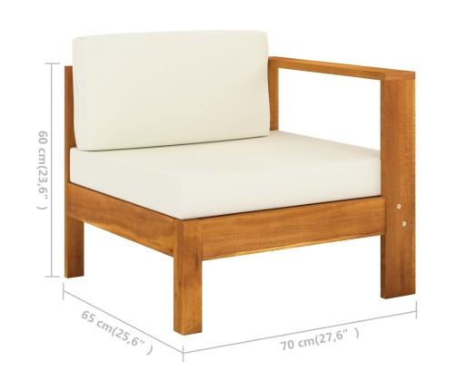 Muebles de jardín 7 pzas cojines blanco crema madera de acacia