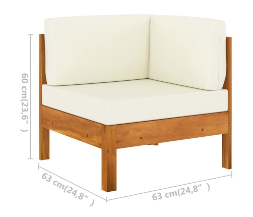 Muebles de jardín 7 pzas cojines blanco crema madera de acacia