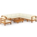 Muebles de jardín 9 pzas cojines blanco crema madera de acacia