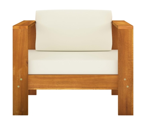 Muebles de jardín 9 pzas cojines blanco crema madera de acacia