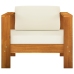 Muebles de jardín 9 pzas cojines blanco crema madera de acacia