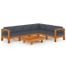 Muebles de jardín 7 pzas con cojines gris oscuro madera acacia
