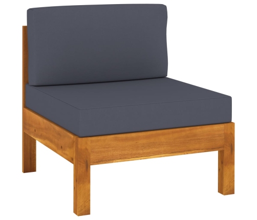Muebles de jardín 7 pzas con cojines gris oscuro madera acacia
