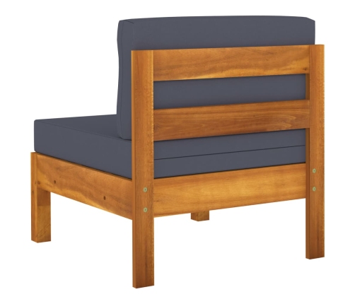 Muebles de jardín 7 pzas con cojines gris oscuro madera acacia