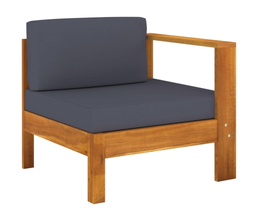 Muebles de jardín 7 pzas con cojines gris oscuro madera acacia