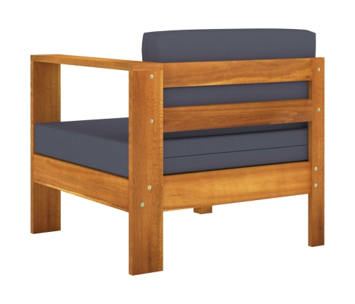 Muebles de jardín 7 pzas con cojines gris oscuro madera acacia