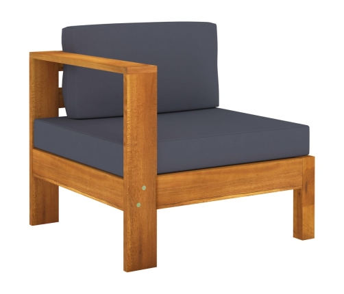 Muebles de jardín 7 pzas con cojines gris oscuro madera acacia