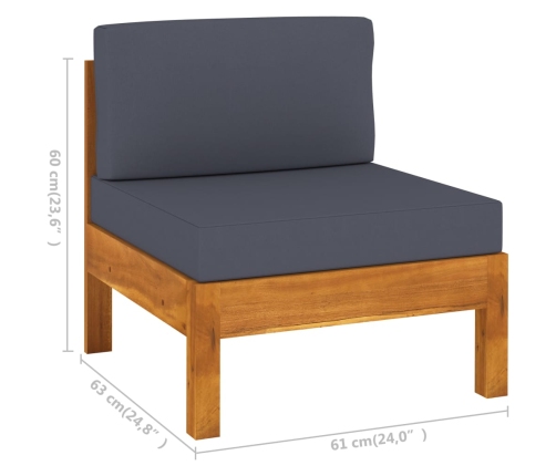 Muebles de jardín 7 pzas con cojines gris oscuro madera acacia