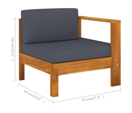 Muebles de jardín 7 pzas con cojines gris oscuro madera acacia