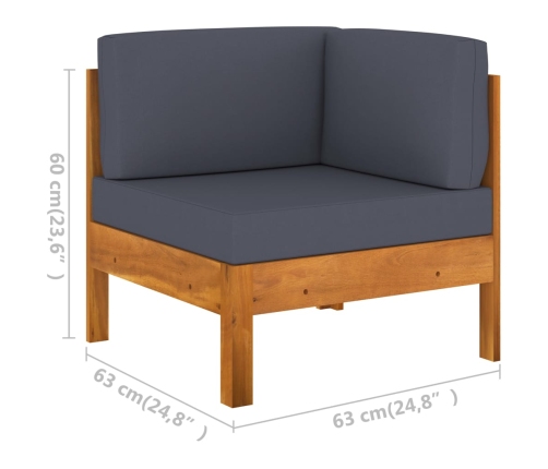 Muebles de jardín 7 pzas con cojines gris oscuro madera acacia