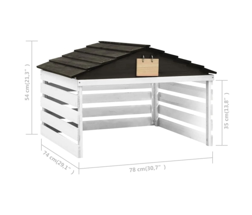 Caseta de cortacésped robótico blanco y negro 78x74x54 cm abeto