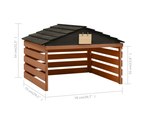 Caseta de cortacésped robótico negro y marrón 78x74x54 cm abeto
