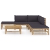Set de muebles de jardín 6 piezas bambú con cojines gris oscuro